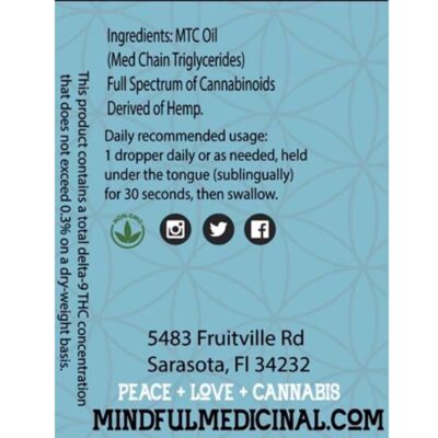 1500mg Full Spectrum Tincture - Mindful Medicinal Sarasota CBD